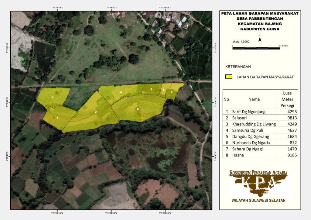 Potret peta lahan garapan warga/KPA Sulsel