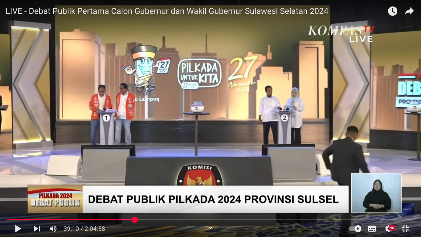 Debat publik perdana Pilgub Sulsel 2024/ist